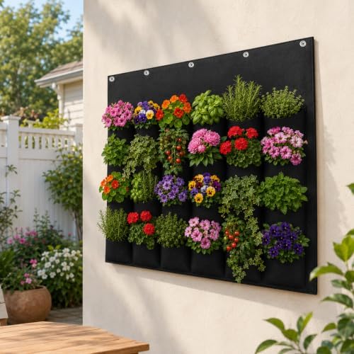 Vertical Wall Planter, 24 Pockets Breathable Felt Living Wall Planter - Image 7