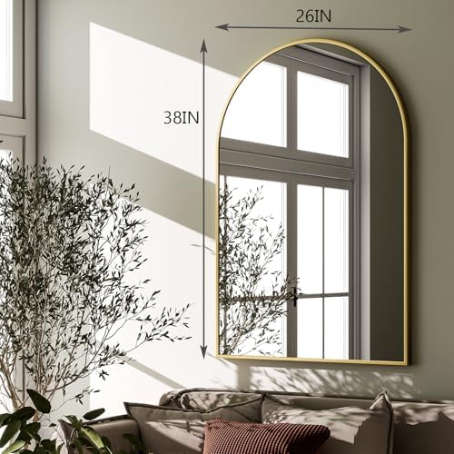 HARRITPURE Arched Wall Mirror 26"x38" Gold Arch Bathroom Vanity Mirror - Image 6