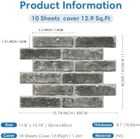 COMSTICKC 3D Faux Brick Wall Panels Peel and Stick - Image 5