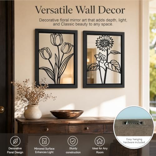 2 Set Farmhouse Mirrors for Wall Decor Living Room Bedroom Bathroom Entryway - Image 5