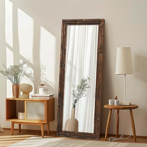 58x22in Full Length Mirror, 3-Tier Stepped Solid Wood Frame by ABSWHLM
