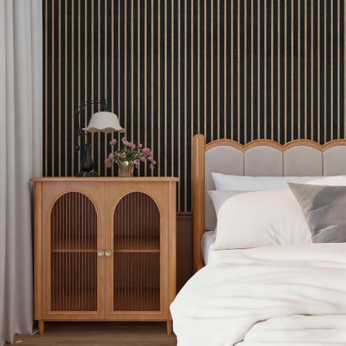 Dark Vertical Slat Panel Peel and Stick Wallpaper Self Adhesive 17.72" x - Image 6