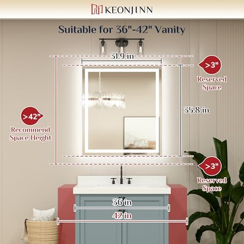 Keonjinn 32x36 Inch LED Bathroom Mirror - Image 6