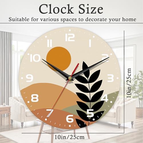 Wall Clock, 10 Inch Silent Non-Ticking Home Kitchen Decor, Battery Operated - Image 2