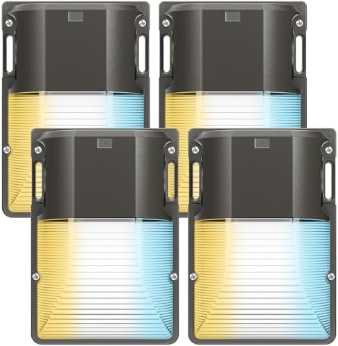 CINOTON 30W LED Wall Pack Light, 3CCT 3600LM, Dusk to Dawn Sensor, 4 Pack by CINOTON