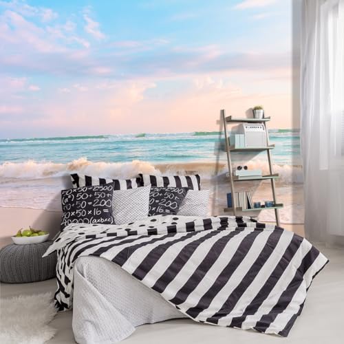 -Clear Waves Summer Beach Coastal Scenery Fabric Wallpaper Coastal Islands by YIHWM-PurchaseNow