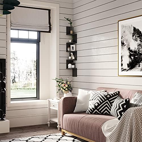 GREENDEW 5-Tier Wall Mount Radial Floating Corner Shelf, Wood Display Storage - Image 4