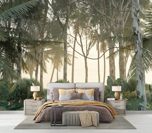 Sunlit Tropical Forest Tall Trees Scenery Landscape Wallpaper - Image 2