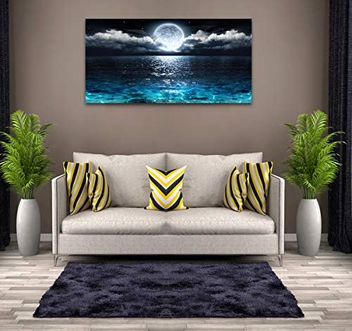 Wall Art Moon Sea Ocean Landscape Picture Canvas Wall Art Print Paintings - Image 2