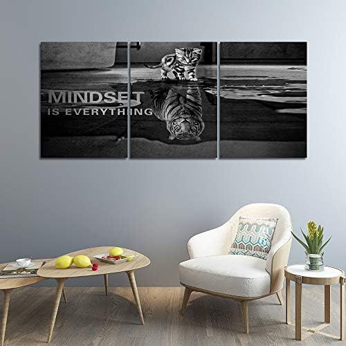 3 Panels Mindset is Everything Motivational Canvas Wall Art Inspirational - Image 2