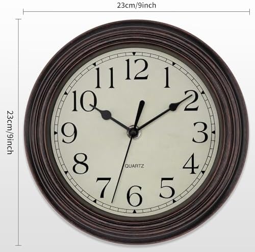 Foxtop 9 Inch Wall Clock Battery Operated Silent Small Retro Clock - Image 2