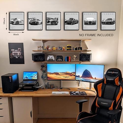 HTTART Car Posters for Boys Room Set of 6, Vintage Race Car Wall Art, Supercar - Image 3