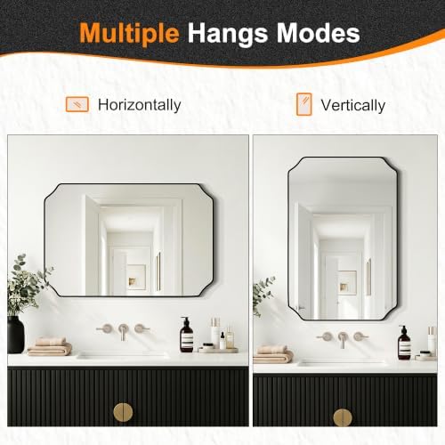 Delma Bathroom Vanity Mirror, Scalloped Round Corner Wall Mirror, - Image 5