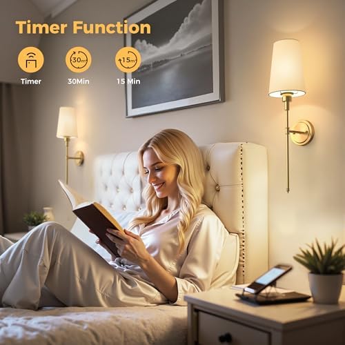 Battery Operated Wall Sconce: Set of 2 Wireless Wall Light 12000mAh - Image 4