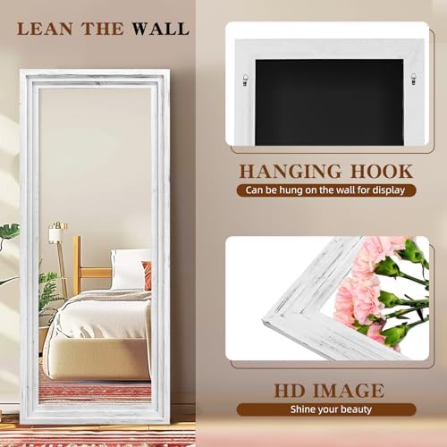 71x30in Full Length Mirror, 3-Tier Stepped Solid Wood Frame - Image 4