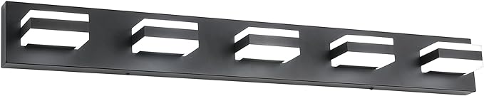 SOLFART Black Bathroom Vanity Lights Over Mirror Dimmable LED Modern Black by SOLFART