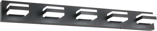 SOLFART Black Bathroom Vanity Lights Over Mirror Dimmable LED Modern Black by SOLFART