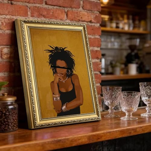 Gold Framed Black Woman Wall Art, Stylish Woman Portrait Print - Image 2