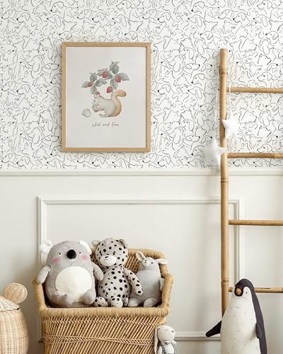 Heroad Beige Peel and Stick Wallpaper Black and White Contact Paper Dog - Image 4