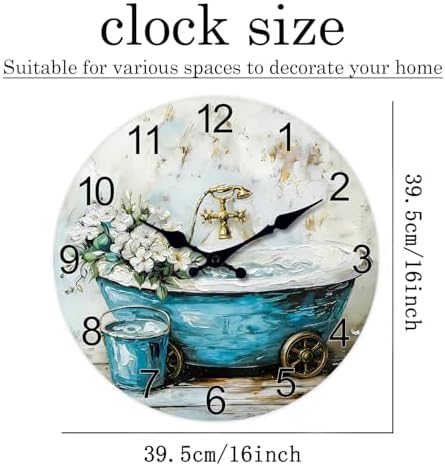 XNM Farmhouse Bathroom Wall Clock Battery Operated 16 Inch - Image 3