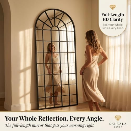 70x30Inch Large Arched Window Pane Mirror| Black Arched Mirrors - Image 3