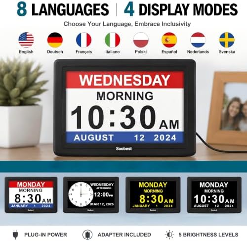 Soobest Dementia Clocks for Seniors, 7” Digital Date Clock Large Display - Image 6
