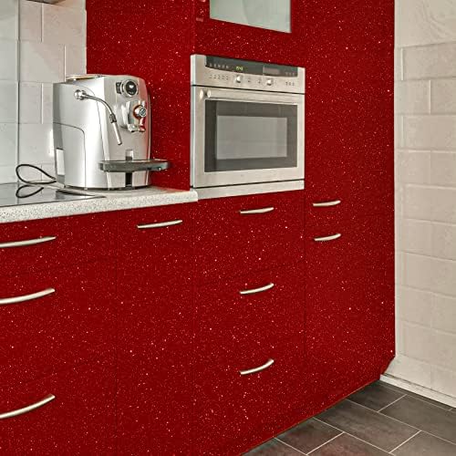 VEELIKE 15.7''x354'' Red Glitter Wallpaper Peel and Stick Sparkle Glitter Red - Image 3