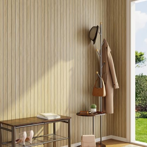 Oak Peel and Stick PVC Slat Wall Panel Textured Flexible Herringbone Light Wood - Image 5