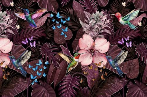 Tropical Botanical Peel and Stick Wallpaper Dark Purple Leaf - Image 3