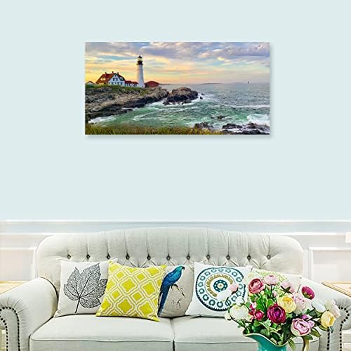 tigeridge Portland Head Light Coastal Wall Art Canvas 29" x 58" - Image 2