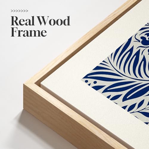 Framed William Morris Blue Botanical Canvas Wall Art Set of 3, 16x24 In - Image 5