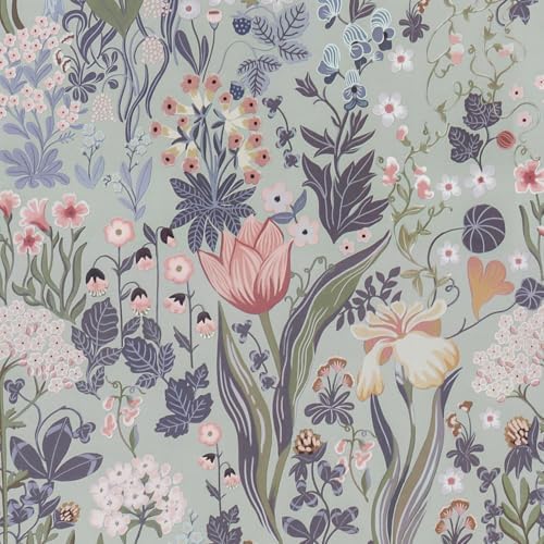 Toduso Peel and Stick Wallpaper Vintage Wall Paper Gray/Purple Floral Contact by Toduso