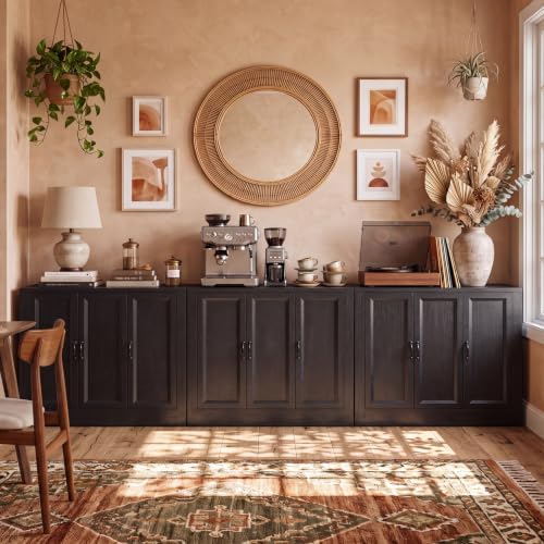 117" Modular Buffet Sideboard Cabinet Set of 3, Extra Long Coffee Bar Storage - Image 5