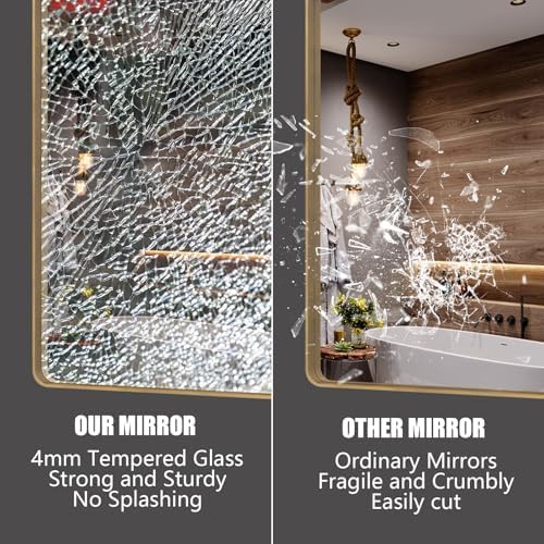 30x36 Inch Gold Framed Bathroom Vanity Mirror - Image 3