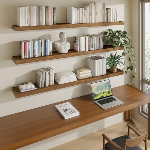 ROGMARS 60 Inches Long Walnut Floating Shelves - Image 3