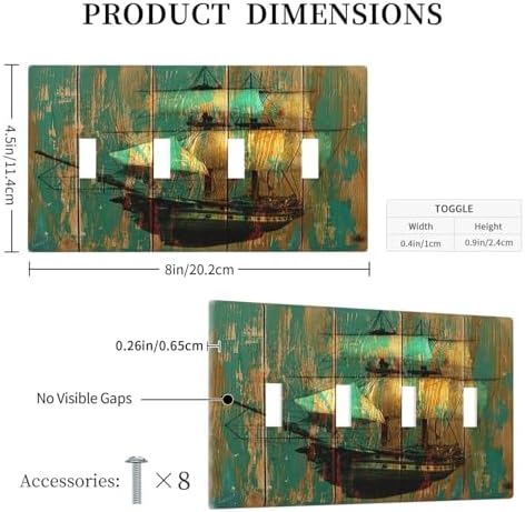 Light Switch Covers Rustic Green Wood Grain Sailboat Quad Toggle 4 Gang Wall - Image 5