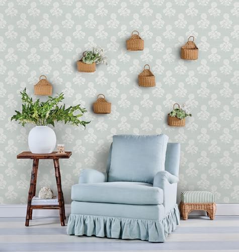NuWallpaper Flourish Block Print Whisper Blue Faux Grasscloth Peel and Stick - Image 3