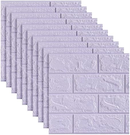 10PCS 3D Brick Wall Panel, Light Purple by LKXHarleya