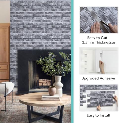 Commomy Faux Brick 3D Wall Panels, Thin UrltraLight PVC 22.8" x 11.8" - Image 5