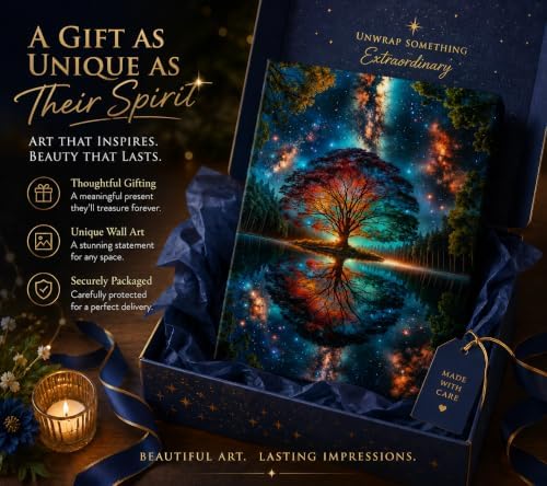 Tree of Life Canvas Wall Art Starry sky reflection Pictures Wall Decor Modern - Image 5