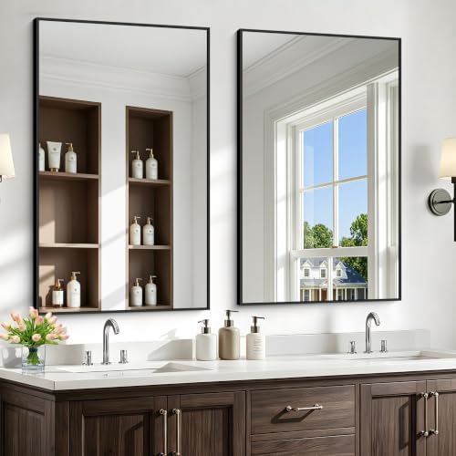 48" x 30" Bathroom Mirror for Wall, Metal Framed Rectangular Vanity Mirror - Image 7