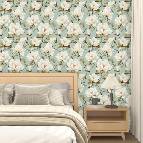 Laatse Vintage Blue Floral Bird Wallpaper Peel and Stick 17.5" × 393" - Image 2