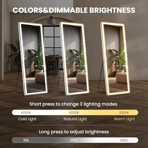 LED Full Length Mirror 71x26 Inch, Lighted Floor Body Mirror - Image 5