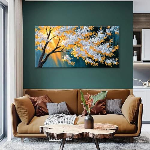 Modern Yellow Floral Tree Wall Artwork Pictures - Image 6