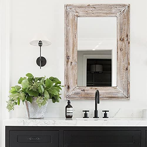 36 X 24 inch Wall Mount Wood Frame Bathroom Vanity Mirror Rustic - Image 2