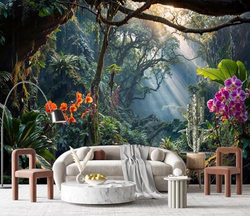 YQWDMX - Mysterious Tropical Jungle Peel and Stick Wallpaper Mural by YQWDMX