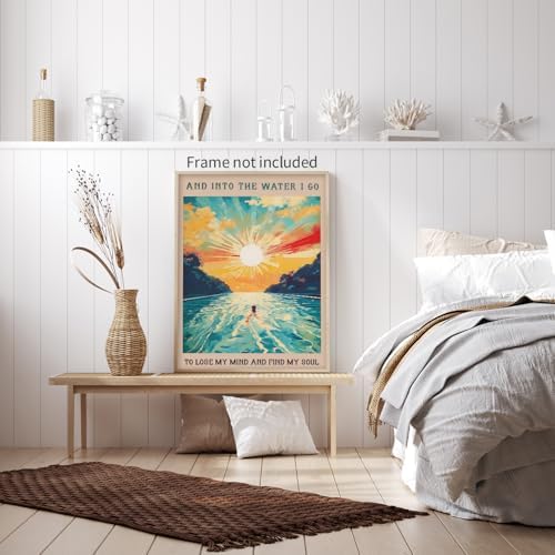 MWZUPQ Sunrise Sunset landscape Posters Abstract Ocean Painting Wall Art Into - Image 3