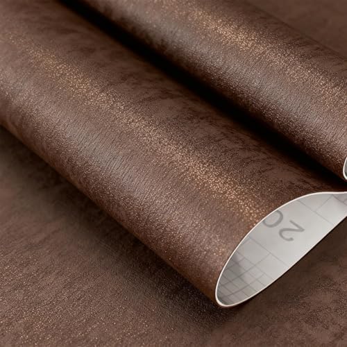 Bumoo Brown Peel and Stick Limewash Wallpaper 16'' x 590'' Coffee Concrete - Image 6