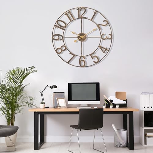 Sorbus Large Wall Clock, Metal Frame, Battery Powered - Image 2