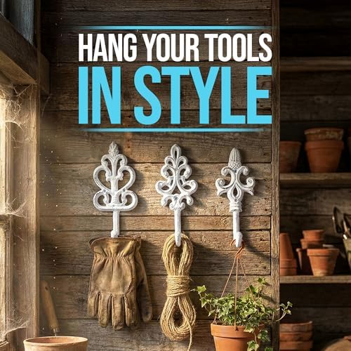 Comfify Pure White Cast Iron Wall Hooks Set of 3 – Farmhouse Coat Hooks - Image 4